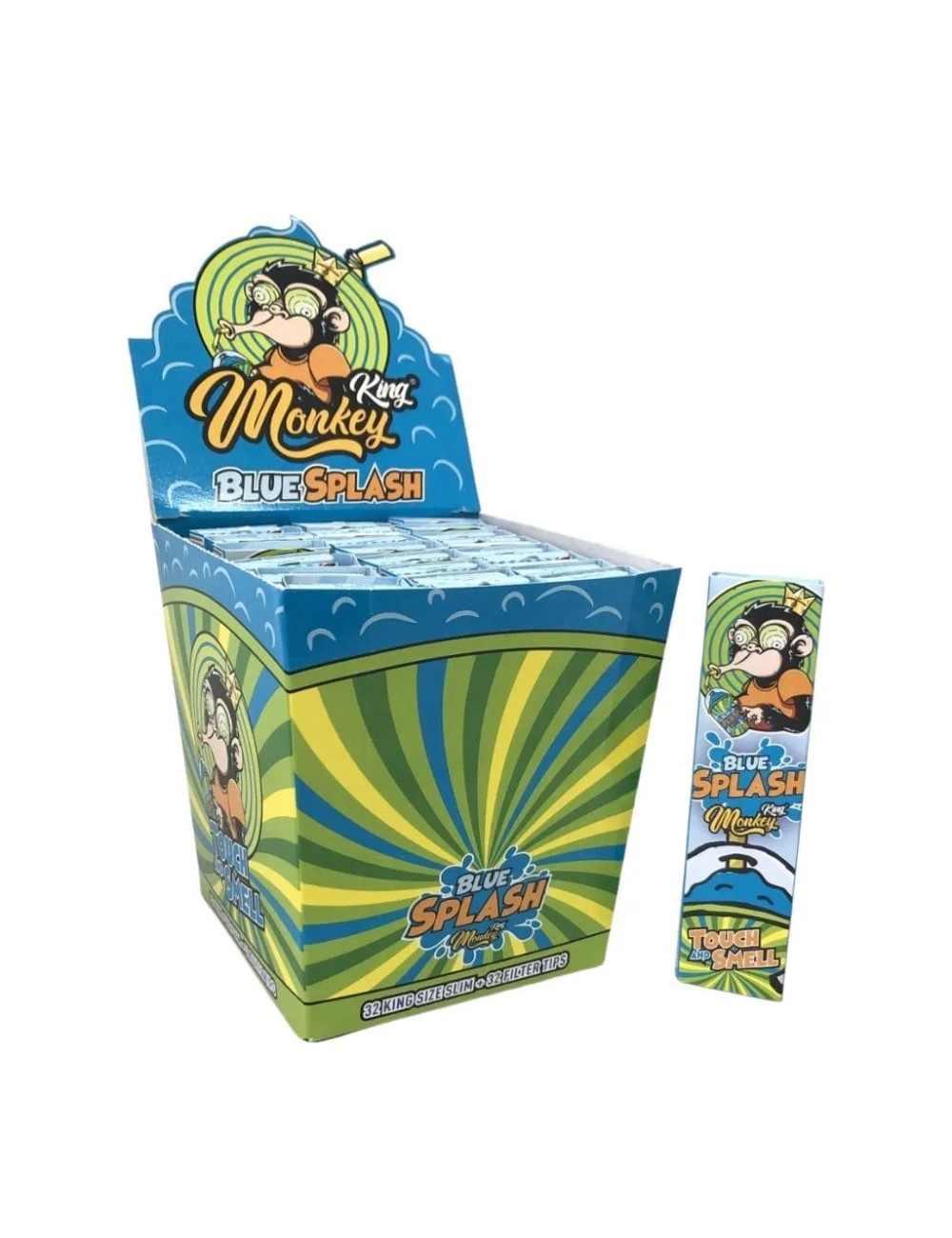 Papel Monkey King Size + Tips - PACK Blue Splash (24 Libritos) Papel Monkey King Size + Tips - PACK Blue Splash (24 Libritos)
