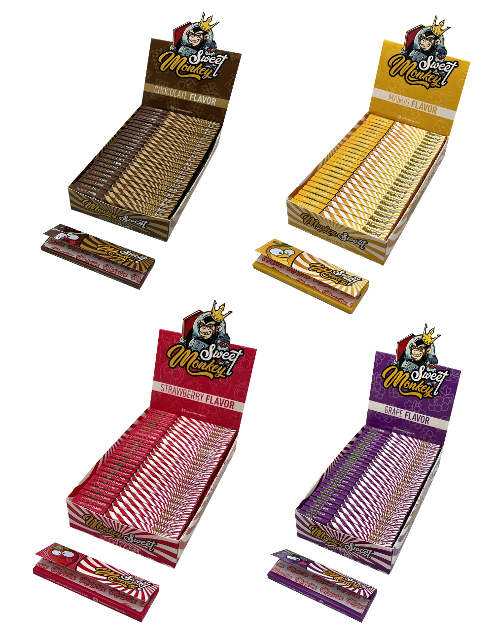 Papel Monkey 1 1/4 SWEET PACK 4 sabores (100 Libritos) Papel Monkey 1 1/4 SWEET PACK 4 sabores (100 Libritos)