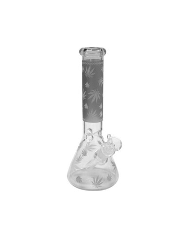 Bong Cristal 32cm Cylinder Ice Hoja Fluorescente