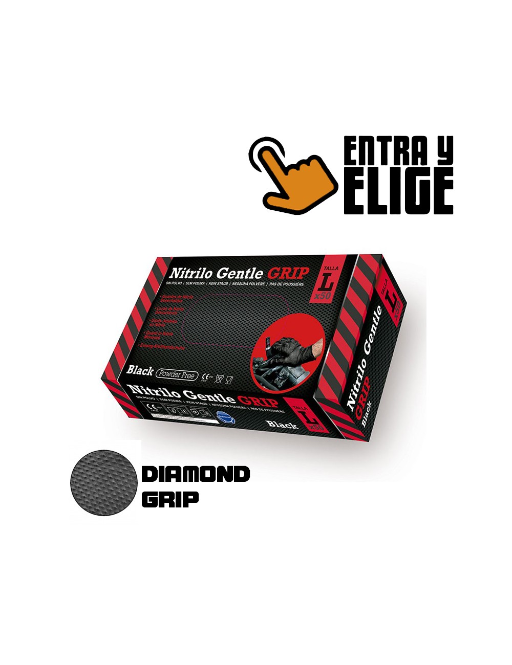 Guantes de Nitrilo NegroTexturizados (50uds) Guantes de Nitrilo NegroTexturizados (50uds)