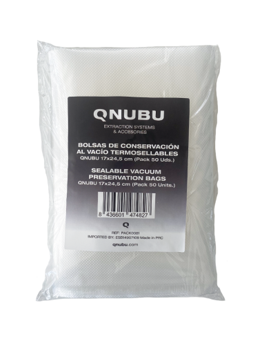Bolsas de Conservación al Vacío Termosellable Qnubu 17x24,5 cm (Pack 50 Uds.)