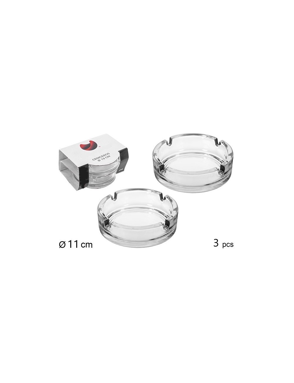 Cenicero cristal 11cm (Pack 3 uds) Cenicero cristal 11cm (Pack 3 uds)