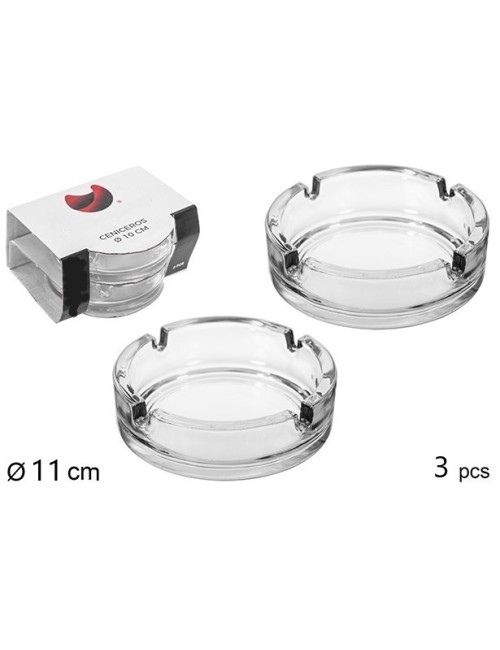 Cenicero cristal 11cm (Pack 3 uds)