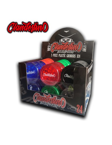 Grinder Plástico 3 Partes 60mm Colores (24uds) CLANDESTINO