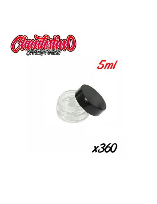 Bote Vidrio con Tapón Negro 5ml (Caja 360) CLANDESTINO