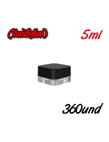 Bote Vidrio Cuadrado Transparente 5ml (Caja 360) CLANDESTINO