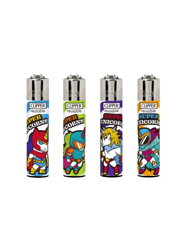Mechero SUPER UNICORNS (48uds) (Clipper)